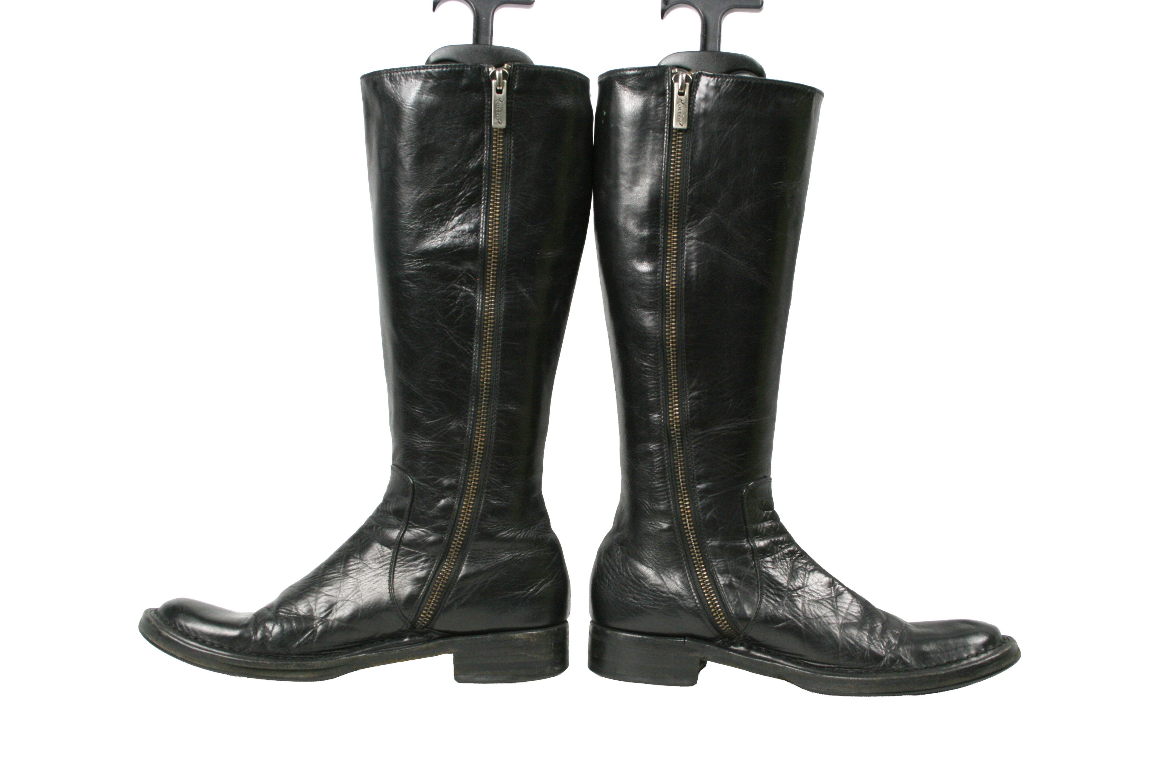 RoccoP 00S Avant Garde Biker Riding Leather Knee Boots Vintage Size US 6 / IT 36 - 11 Thumbnail