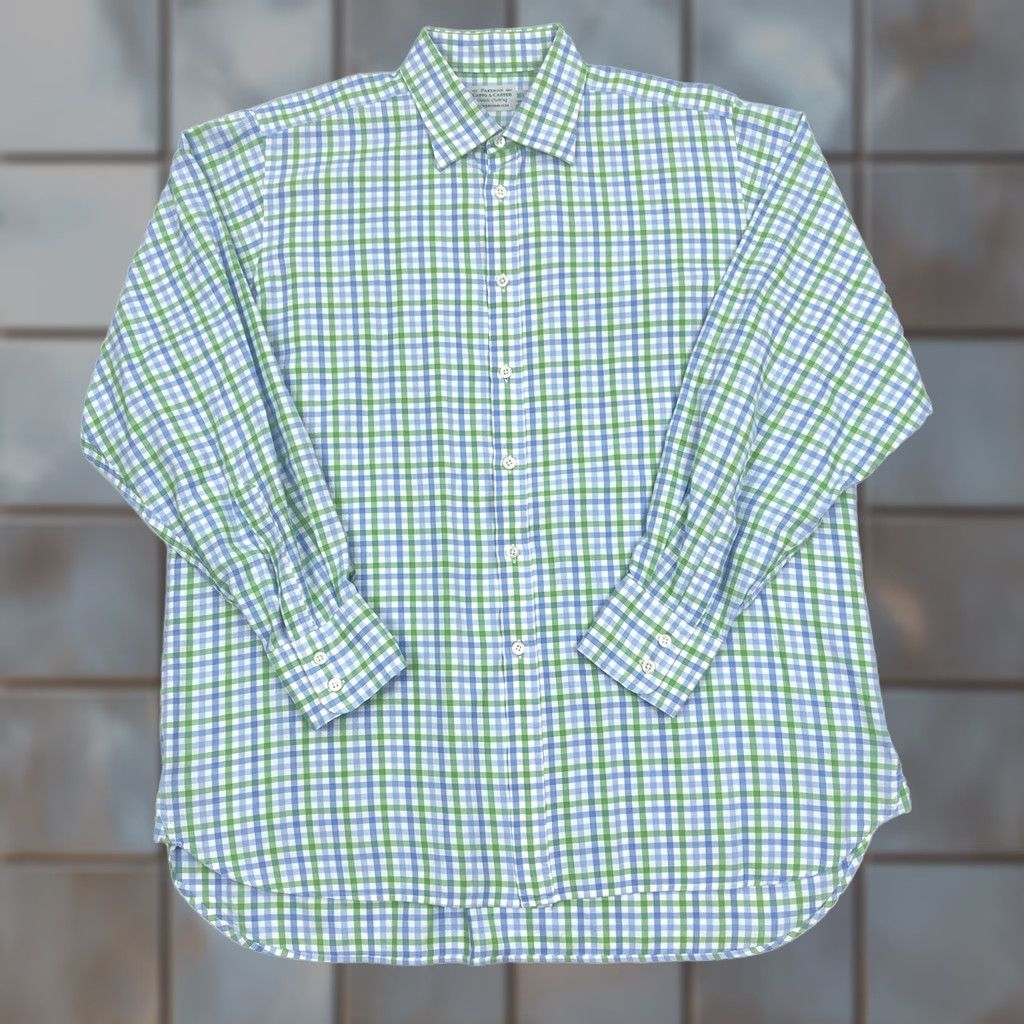 Vintage Pakeman Catto & Carter Button-Up Shirt Gingham Casual Business Travel Mens 16.5 XL Blue Green White Size US XL / EU 56 / 4 - 1 Thumbnail