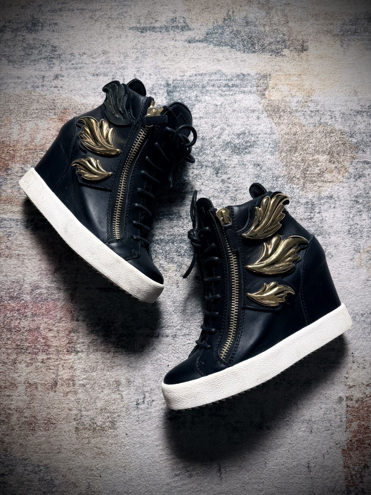 giuseppe zanotti wing wedge sneakers