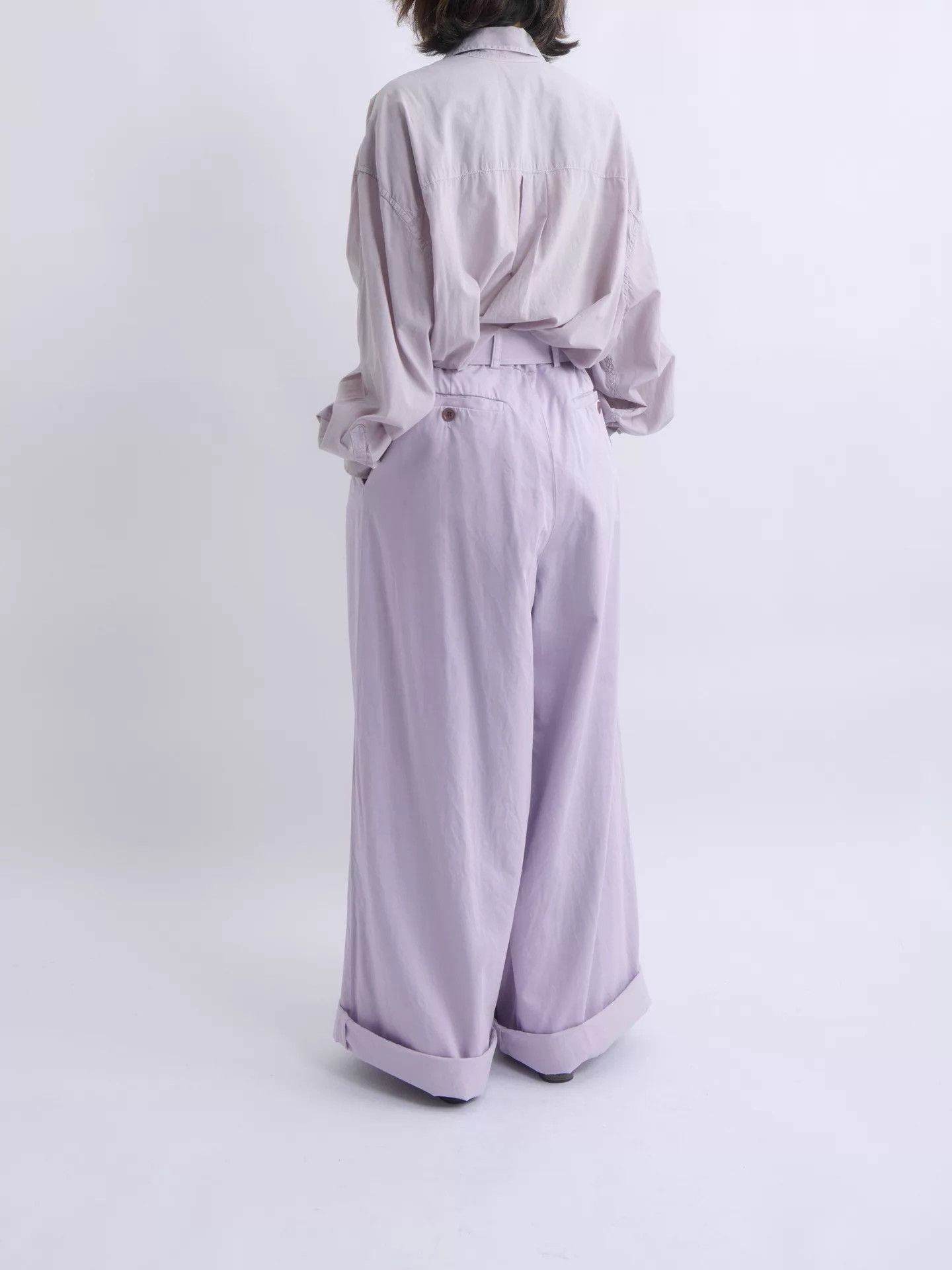 Dries Van Noten DRIES VAN NOTEN light purple high-waist wide-leg belted Size 26" / US 2 / IT 38 - 4 Thumbnail