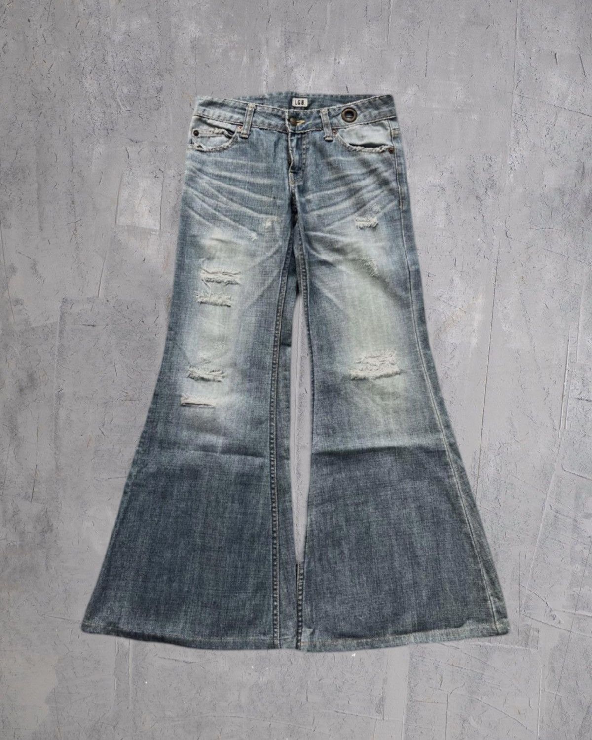 00s L.G.B. mud coated flare denim pants If Six Was Nine Flare  