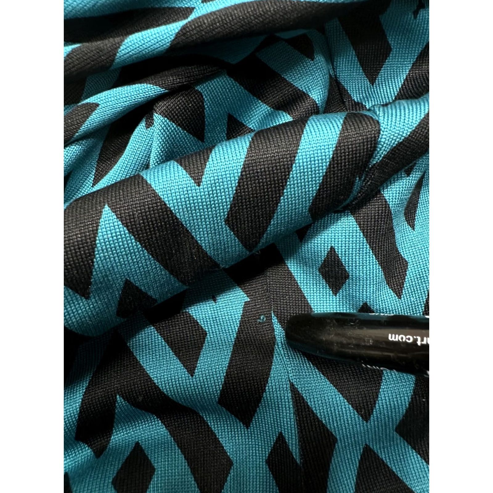 Diane von Furstenberg Diane von Furstenberg Blue Geometric Wrap Dress Silk Tie Waist Stretch Sz S Size S / US 4 / IT 40 - 6 Thumbnail