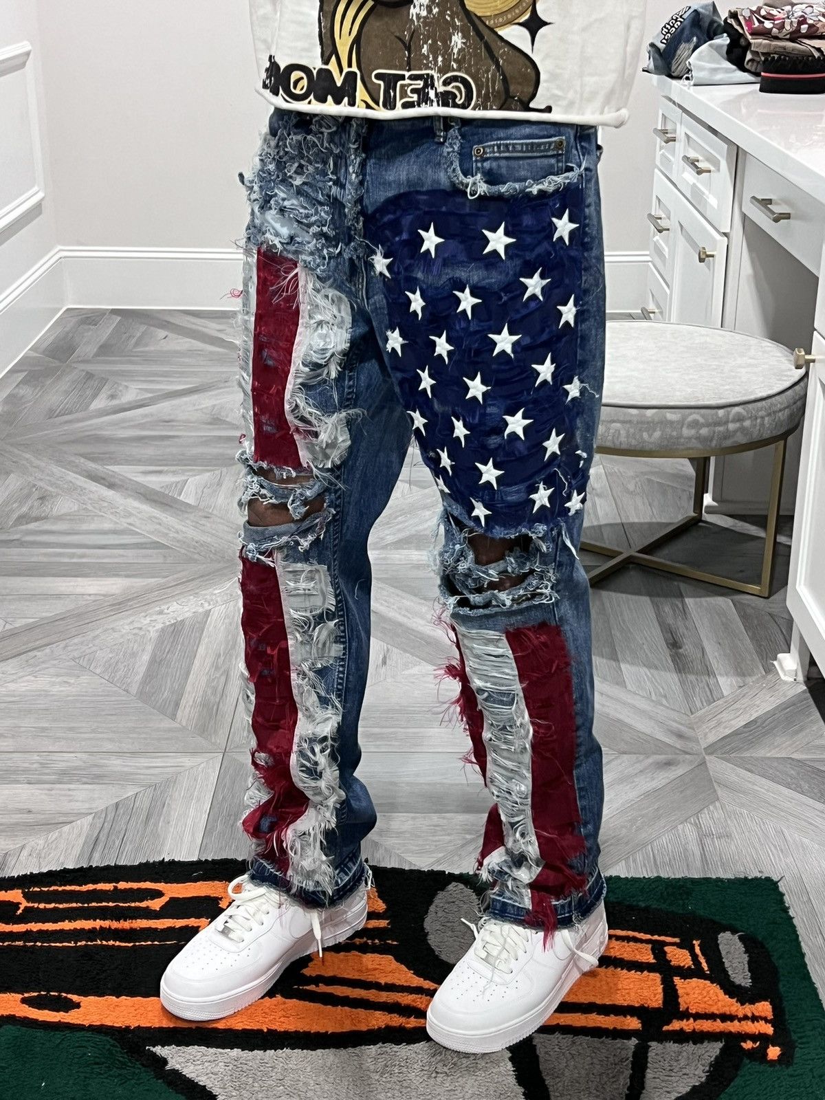Vintage Custom 1/1 USA Flag Denim Size US 34 / EU 50 - 2 Thumbnail