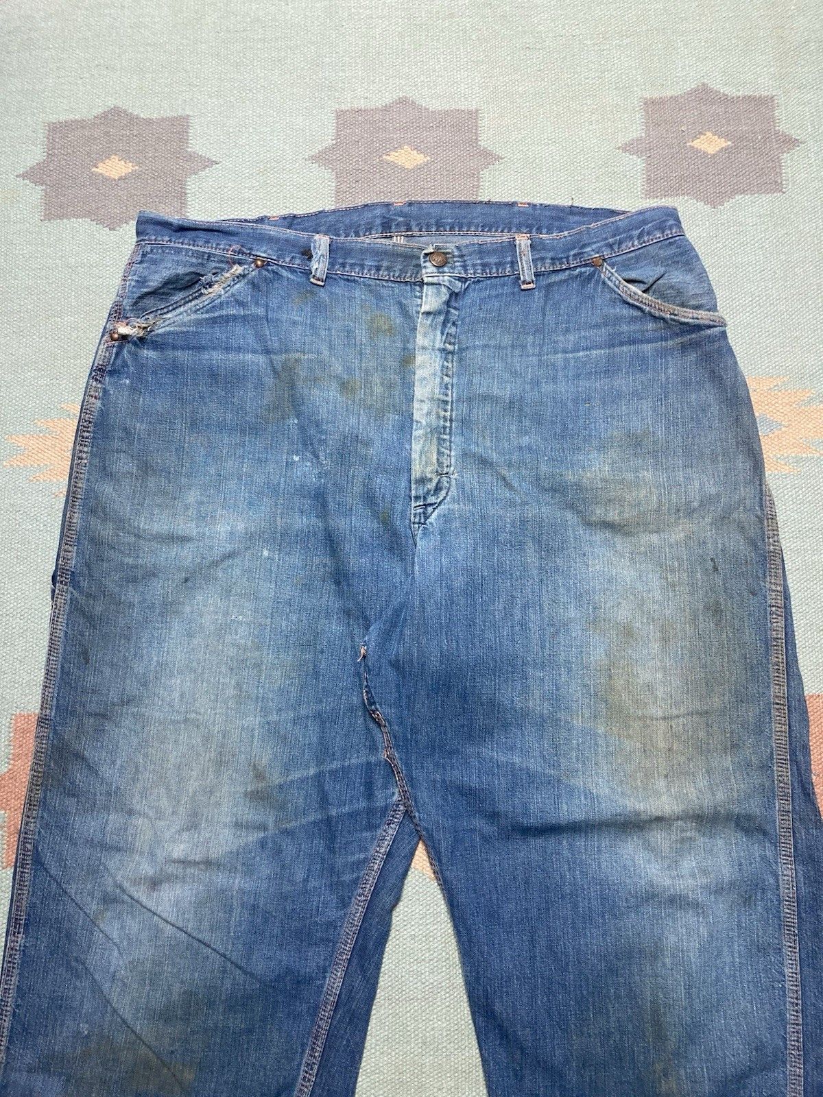 Vintage 1950s denim carpenter jeans Big Mac dark faded workwea 40x28 Size US 40 / EU 56 - 4 Thumbnail