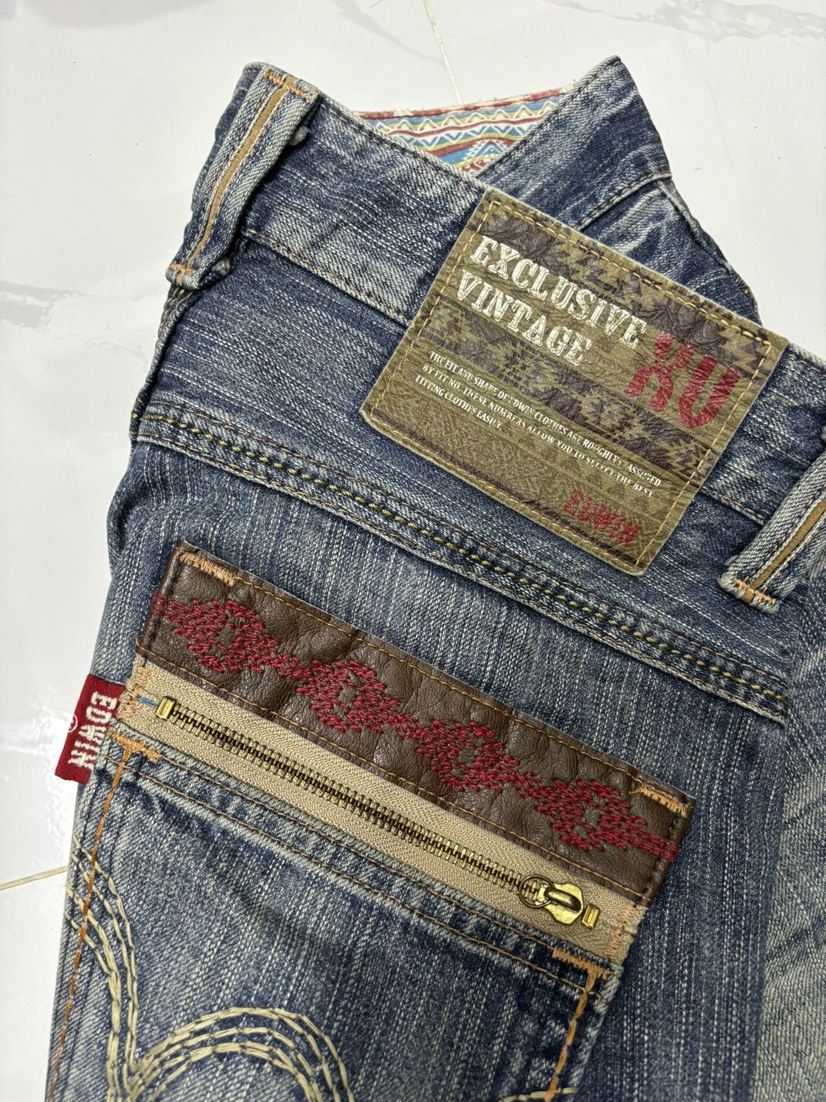 14th Addiction × Edwin × If Six Was Nine Vintage Baggy Edwin XU Distressed Denim Jeans Size US 31 - 9 Thumbnail