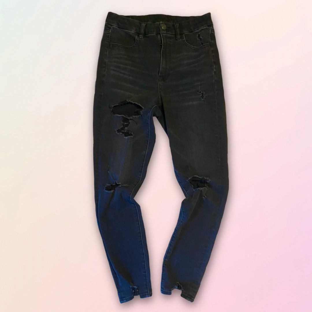 American Eagle Outfitters AEO, Black, Ultra Distressed, “Dream Jean” Skinny Jeans Size 30" / US 8 / IT 44 - 1 Thumbnail