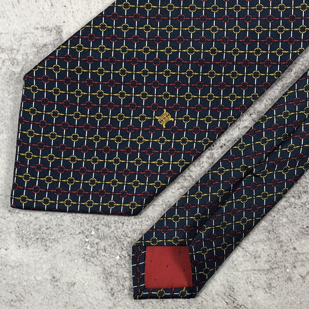 Celine Vintage Celine Paris Silk Tie Chain Link Macadam Pattern Size ONE SIZE - 4 Thumbnail