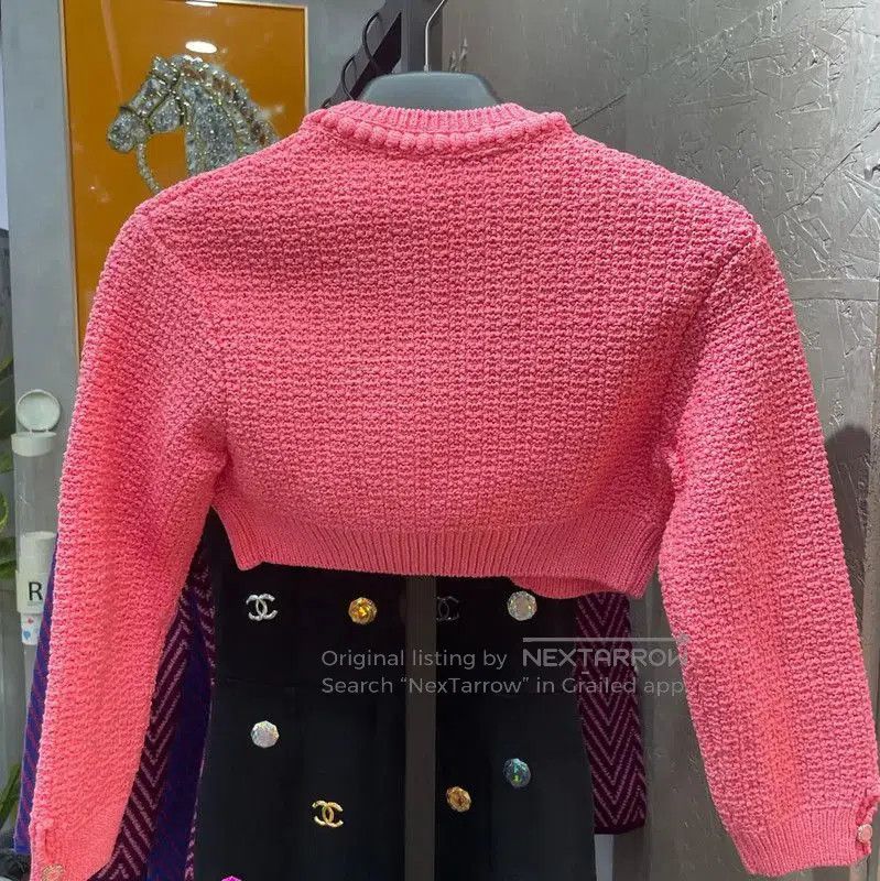 Chanel Chanel Pink Cotton Blend Cropped Sweater . Size XS / US 0-2 / IT 36-38 - 2 Thumbnail