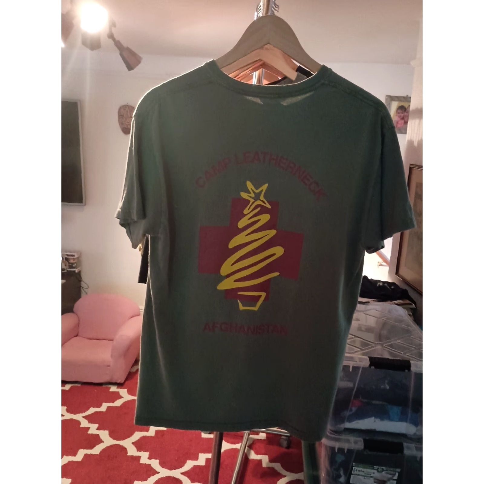 Gildan VINTAGE Gildan USA T-Shirt Mens Camp Leatherback Afghanistan Size M Green Size US M / EU 48-50 / 2 - 3 Thumbnail