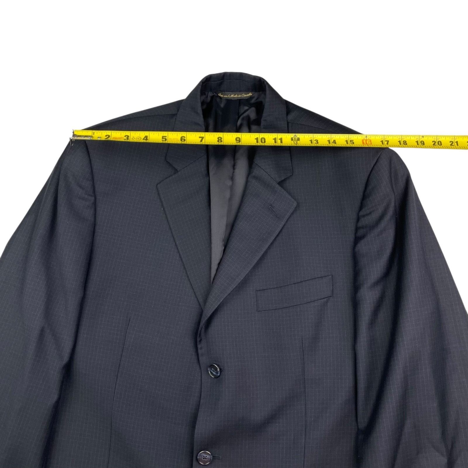 Jack Victor Jack Victor Men’s 100% Wool 3-Button Suit Navy Blue Check • Size 42L - 9 Thumbnail