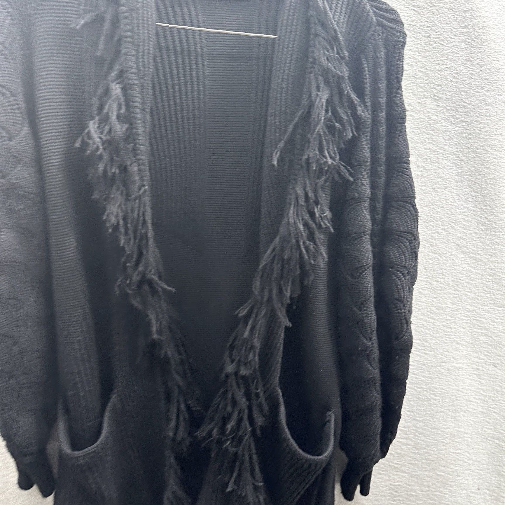KOBI HALPERIN Kobi Halperin Cardigan Womens XS Merino Wool Fringe Open Cardigan Quiet Lux Shirt Womens XS Black 100% Merino Wool Cardigan Fringe 90s? Size XS / US 0-2 / IT 36-38 - 3 Thumbnail
