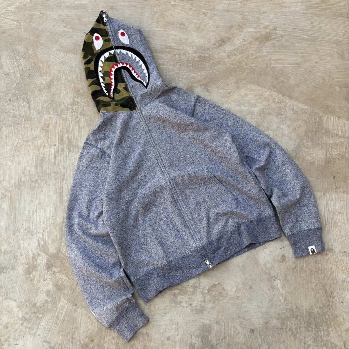 Bape Heather Shark Full Zip Hoodie Size US L / EU 52-54 / 3 - 1 Thumbnail
