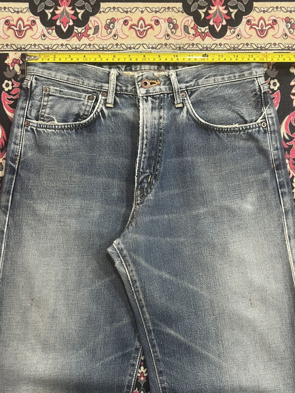 Edwin Vintage Edwin 505X Blue Washed Selvedge Frayed Leg Jeans Size US 32 / EU 48 - 17 Thumbnail