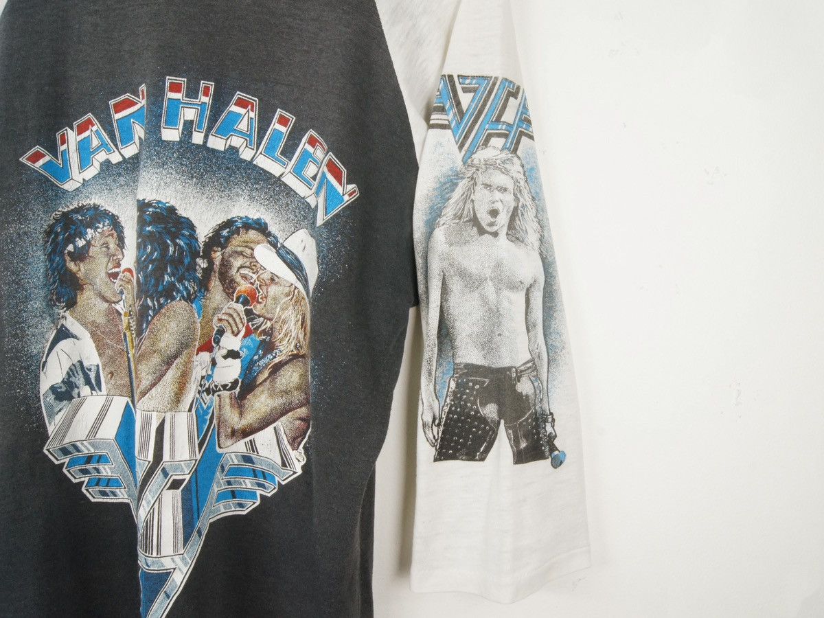 Vintage Vintage 80s Van Halen Raglan Grey White Quarter Sleeve Shirt Size US M / EU 48-50 / 2 - 3 Thumbnail