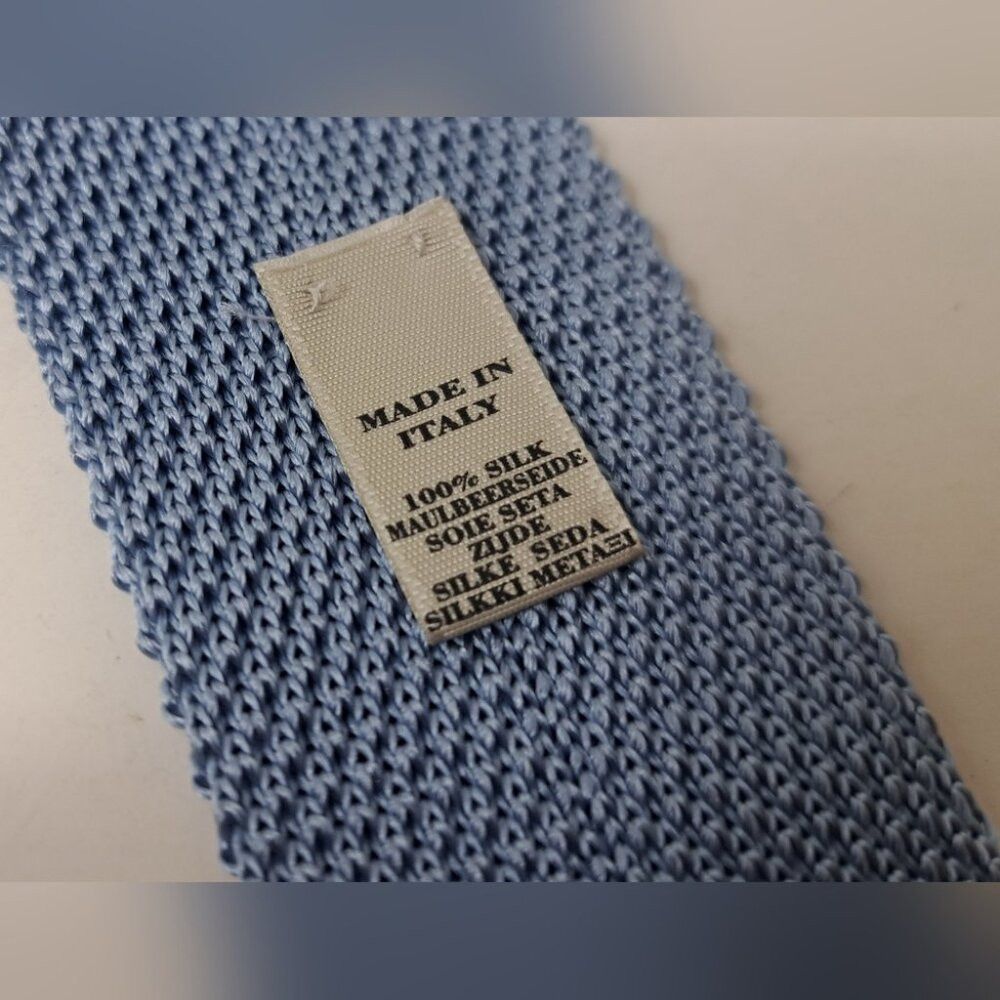 Burberry Burberry Men's 100% Silk Square Tie Slim Fit Light Sky Blue Size ONE SIZE - 6 Thumbnail