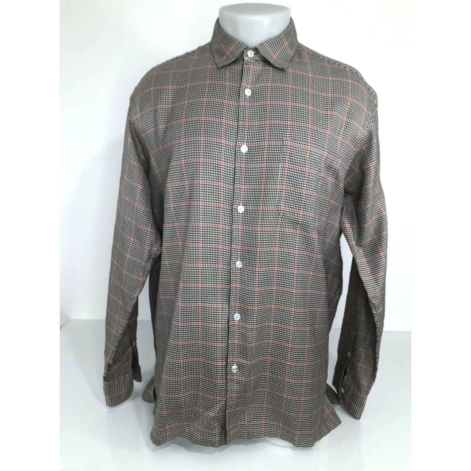 Ralph Lauren RALPH LAUREN / ITALY PURPLE LABEL - Houndstooth Mens Lg Shirt EXCELLENT Size US L / EU 52-54 / 3 - 2 Thumbnail
