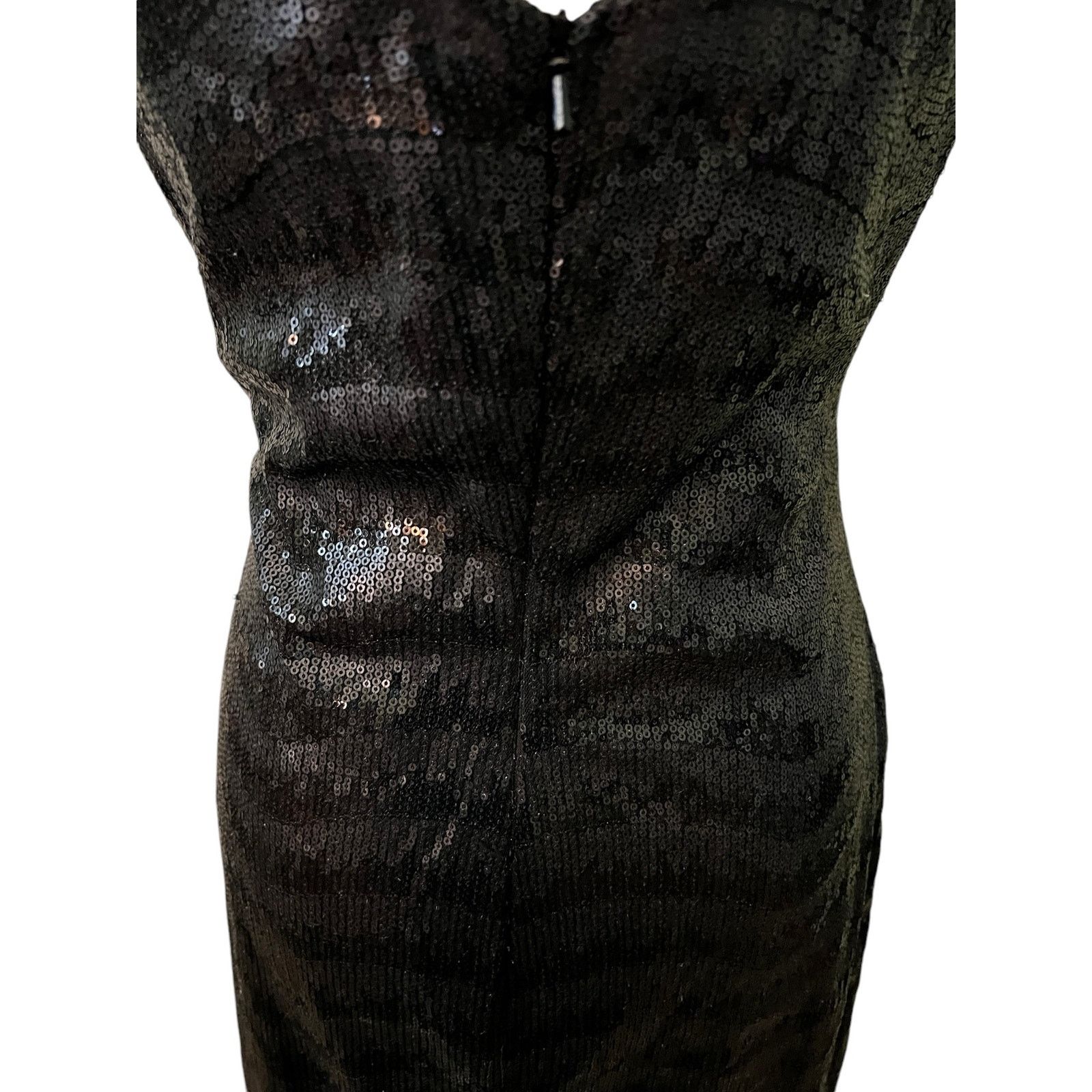 Meister Vtg David Meister Blk Sequins Dress Sleeveless Low V-Neck 6 Size M / US 6-8 / IT 42-44 - 13 Thumbnail