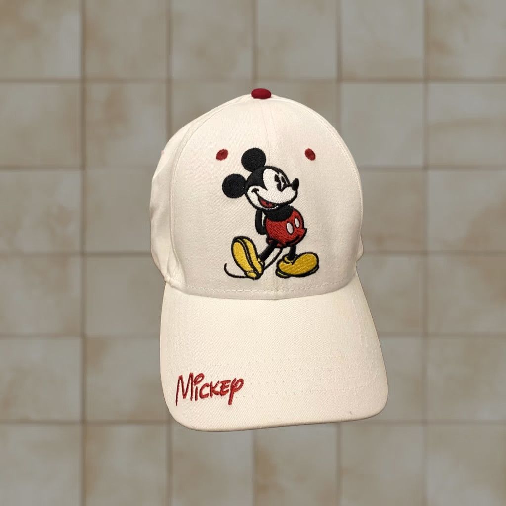 Vintage Jerry Leigh Disney Mickey Mouse Baseball Cap Hat Adult One Size White Cotton Solid Cartoon Men Size ONE SIZE - 1 Thumbnail
