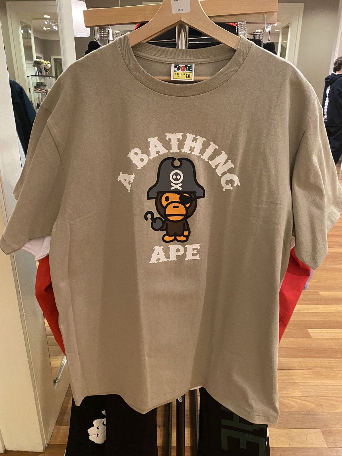 image of Bape Baby Milo Pirate T in Tan, Men's (Size 2XL)