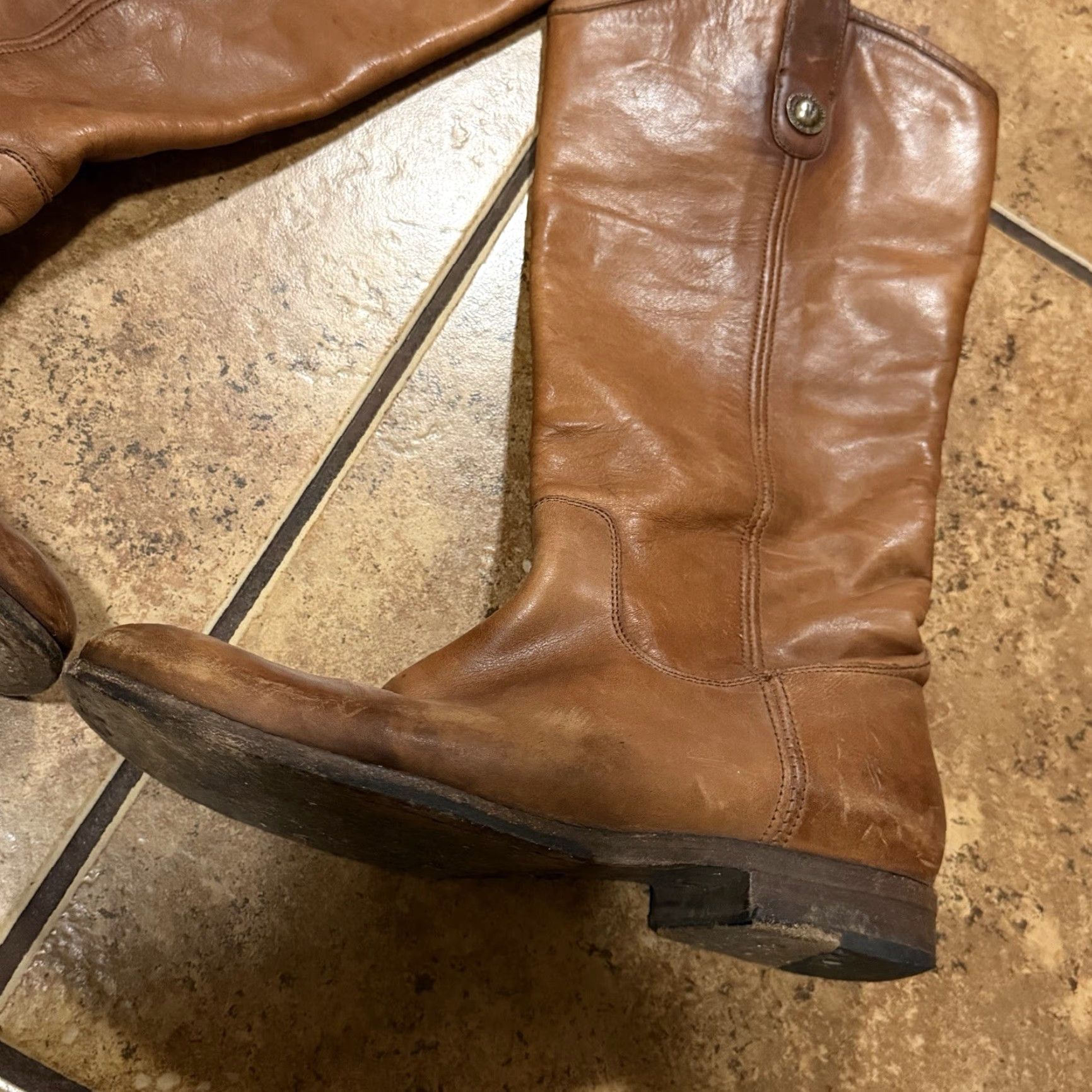 Frye Frye Melissa 3478813 Button Riding Tall Cognac Brown Leather Size 9B Boots Mens Womens Girls Boys? Size US 9 / IT 39 - 7 Thumbnail