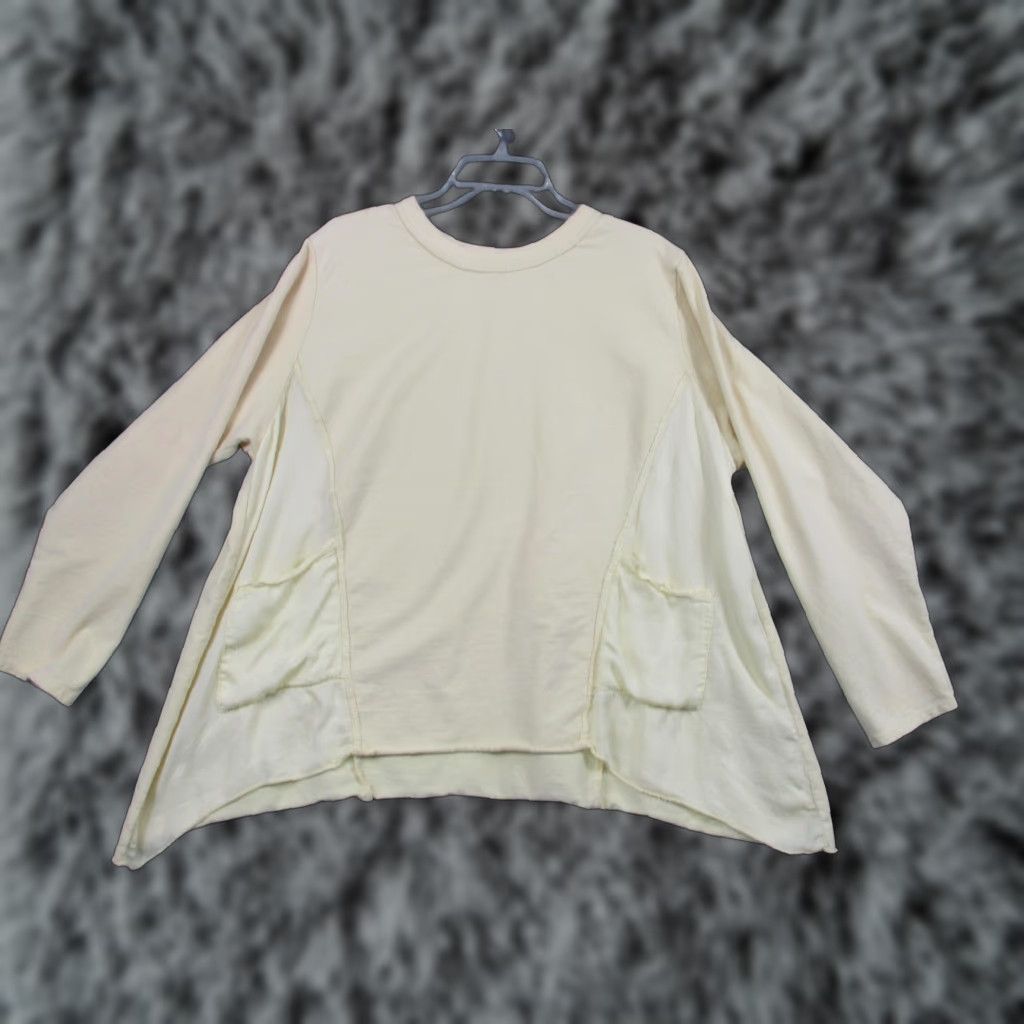 AMOMENTO Vintage Moment Womens Tunic Shirt L White 100% Cotton Pockets Italy Size L / US 10 / IT 46 - 1 Thumbnail