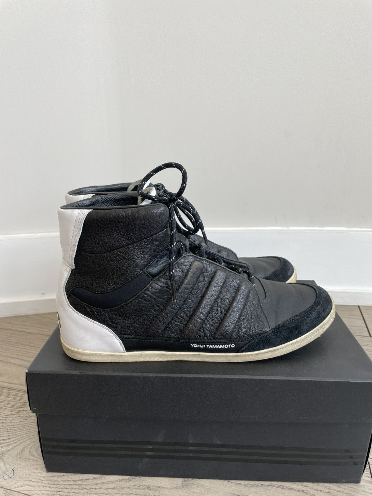 Y-3 Adidas Y-3 Yohji Yamamoto Honja High Black Leather Sneakers Size US 8.5 / EU 41-42 - 2 Thumbnail