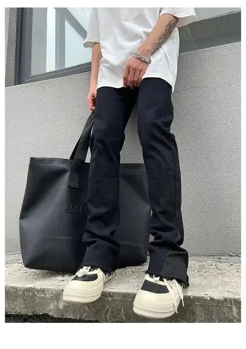 Japanese Brand × Vintage Y2K Black Flared Baggy Leg Jeans Size US 31 - 2 Thumbnail