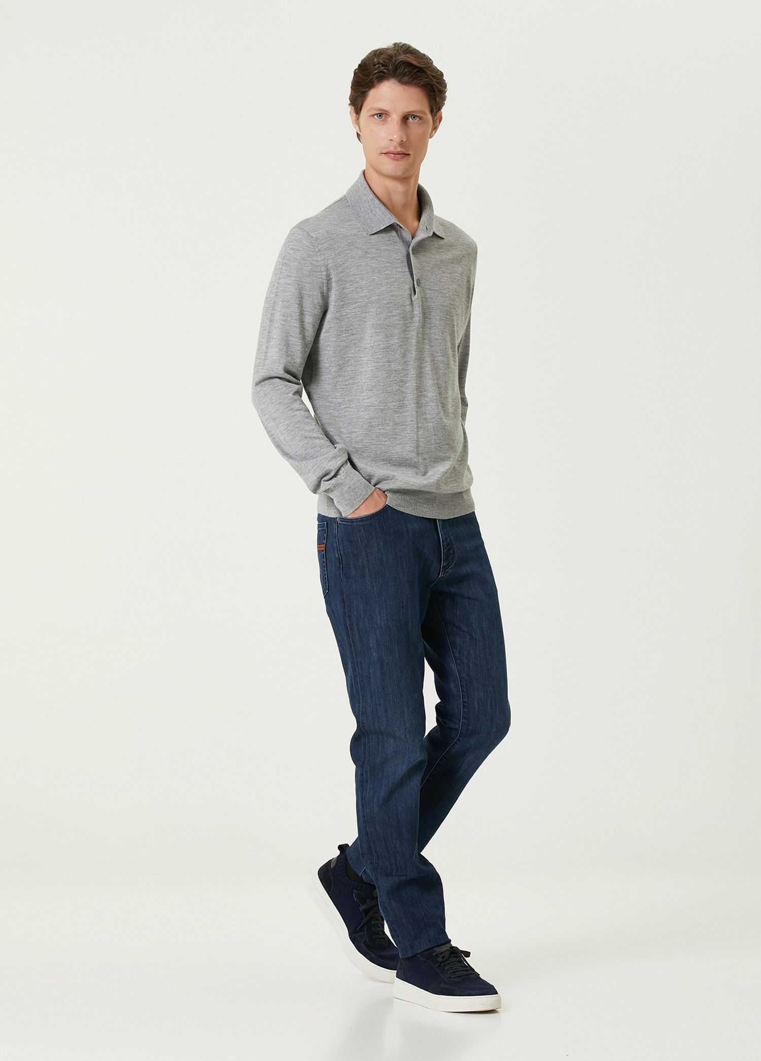 Ermenegildo Zegna ZEGNA gray Cashseta cashmere silk polo sweater Medium Size US M / EU 48-50 / 2 - 2 Thumbnail