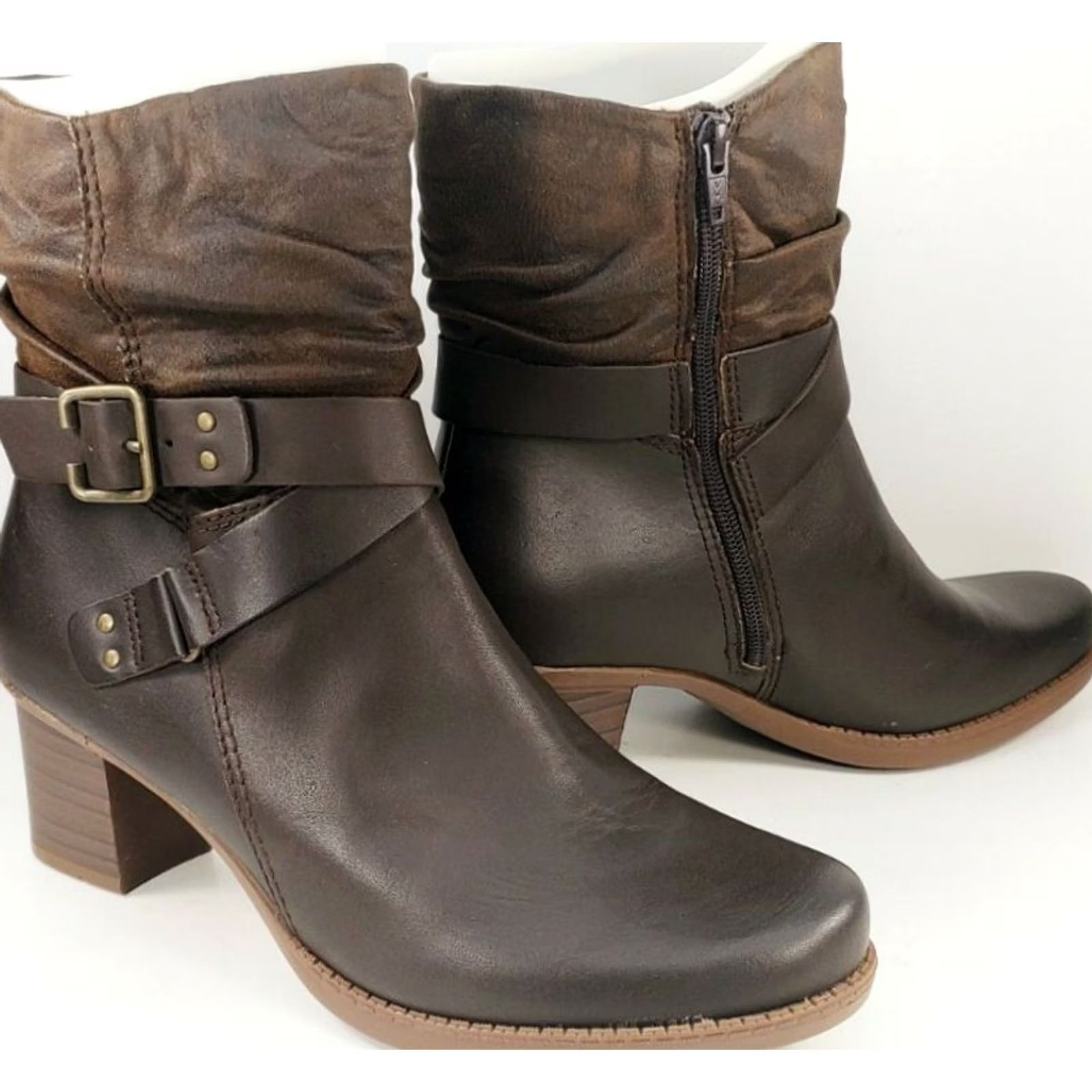 Vintage Earth Origins Wheaton Wade Women’s Leather Mid Boots Bark Brown Size 9.5 Size US 10 / IT 40 - 2 Thumbnail