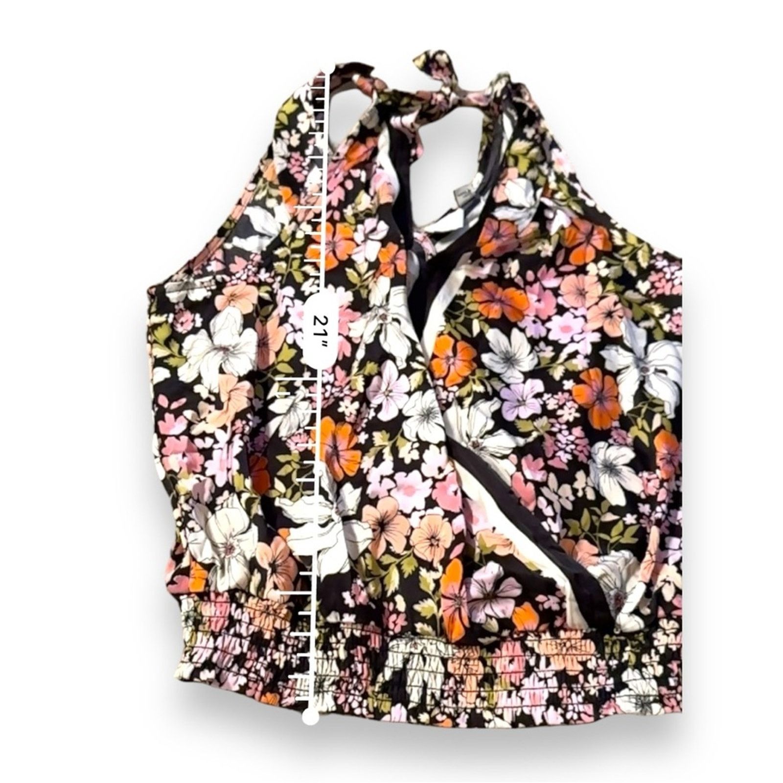 Joie Joie Black Floral Sleeveless Tie Neck Smocked Hem Top NEW Size S / US 4 / IT 40 - 7 Thumbnail