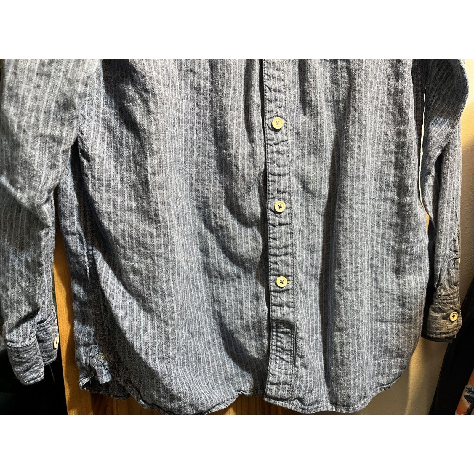 Other The Territory Ahead Shirt Striped Mens L 100% Linen Blue LS Size US L / EU 52-54 / 3 - 5 Thumbnail