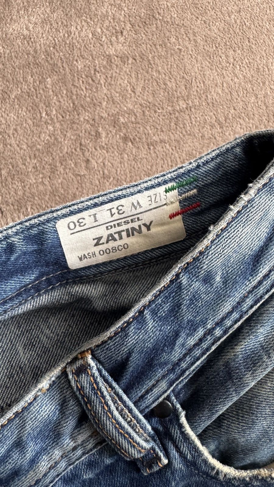 Japanese Brand Diesel Zatiny Y2K Mudwash Ripped Jeans LGB ifsixwasnine vibe Size US 31 - 5 Thumbnail