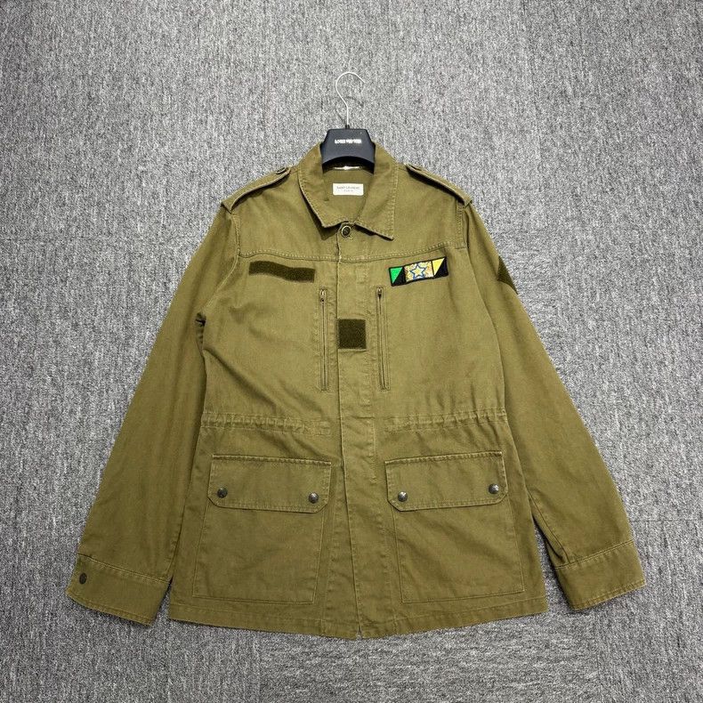 Saint Laurent Paris Saint Laurent Paris Army Green Rhinestone Shark Jacket 2505 Size US M / EU 48-50 / 2 - 1 Thumbnail
