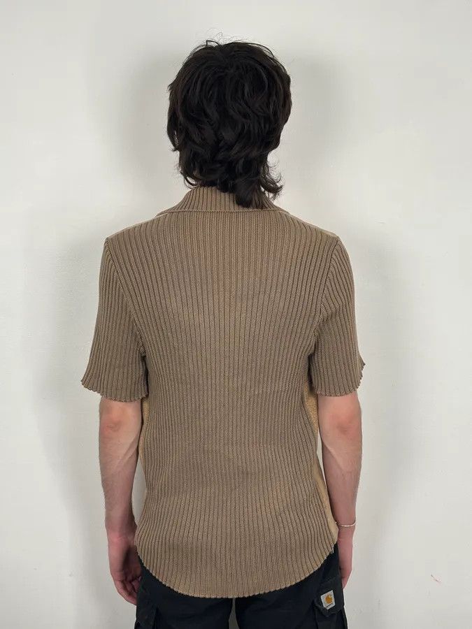 Dolce & Gabbana 1990s Dolce & Gabbana Beige Suede Ribbed Knit Hybrid Cardigan Shirt Size US M / EU 48-50 / 2 - 3 Thumbnail