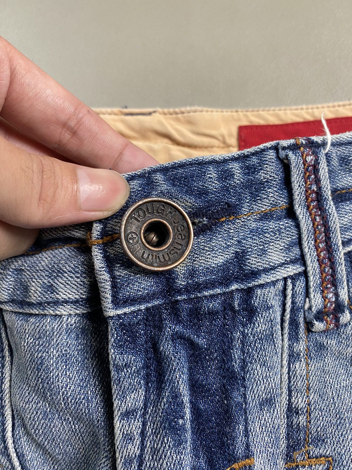 If Six Was Nine × Japanese Brand × Tornado Mart 2000s Tough Jeansmith Patchwork Distressed Denim Jeans Size US 32 / EU 48 - 6 Thumbnail
