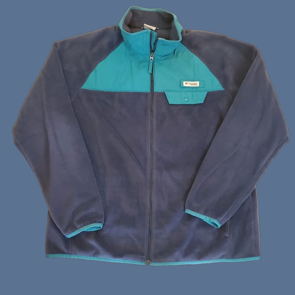 Vintage Columbia PFG Fleece Full Zip Jacket Mens Blue XL Sleeve Mock Neck Windstopper Jacket Size US XL / EU 56 / 4 - 1 Thumbnail