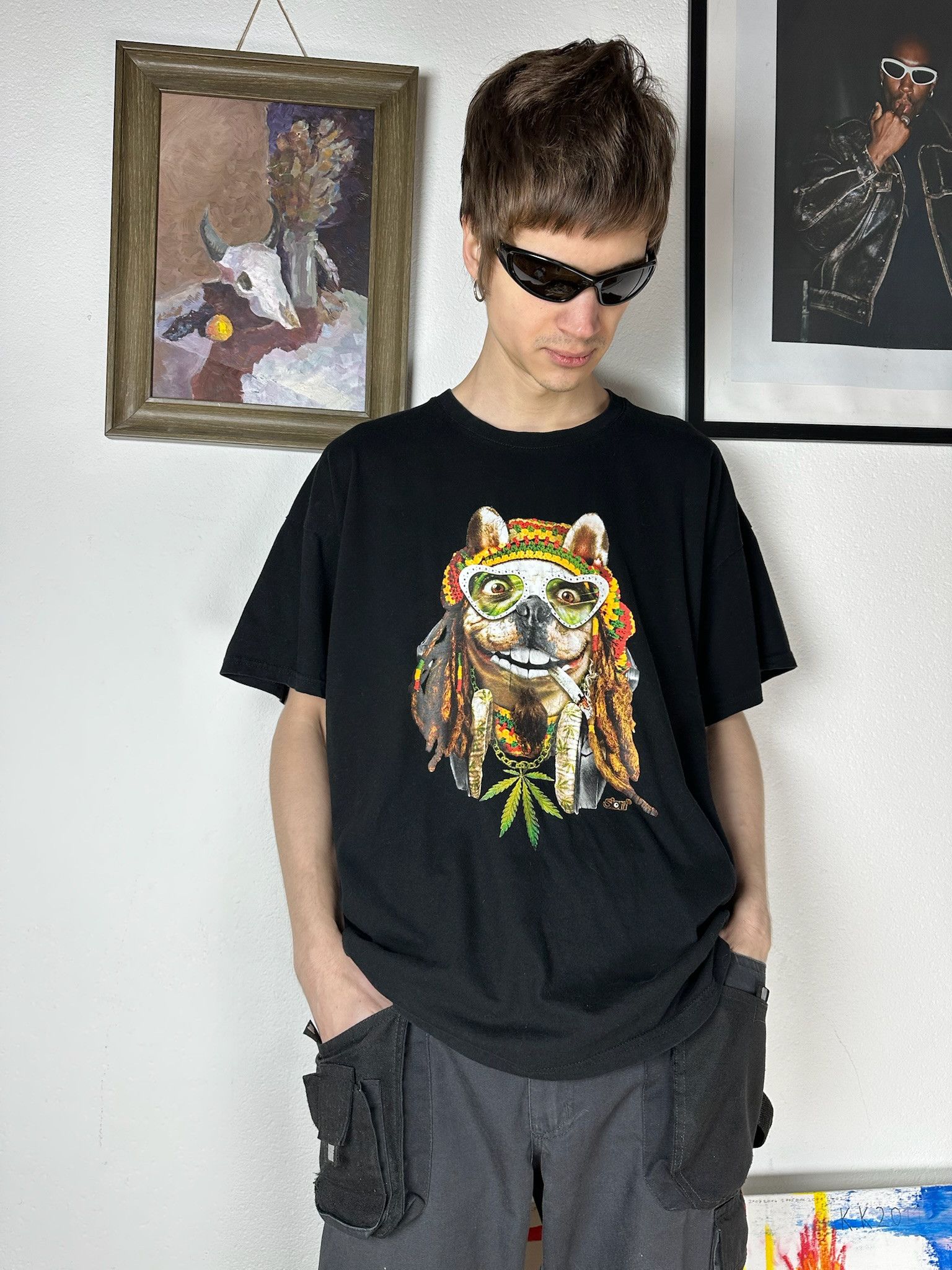 Band Tees Vintage Weed Rasta dog Drugs Tee Smoke Dope Cannabis y2k Size US L / EU 52-54 / 3 - 8 Thumbnail