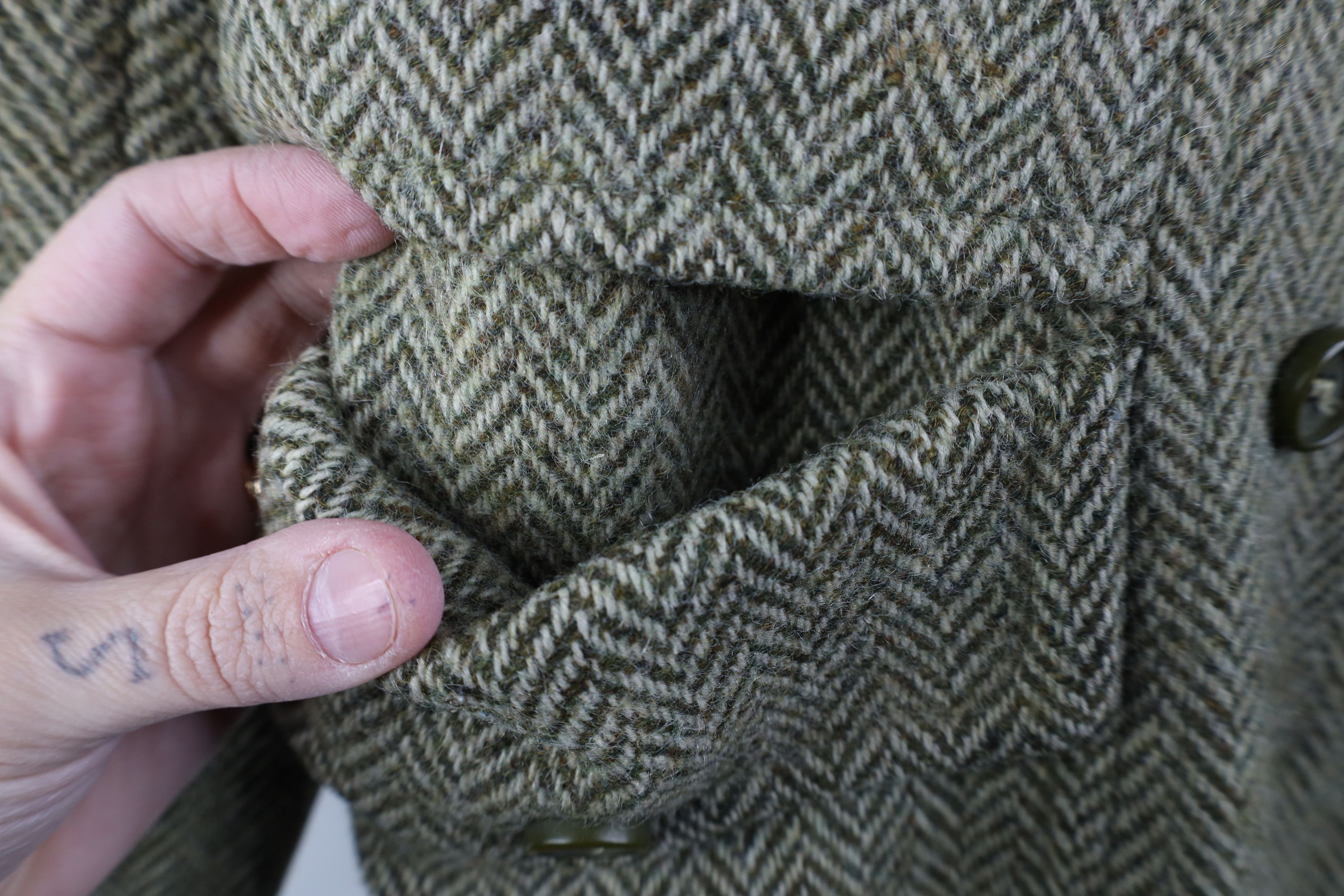 Vintage Vintage 50s Rockabilly Herringbone Coat Jacket Green USA Size L / US 10 / IT 46 - 4 Thumbnail