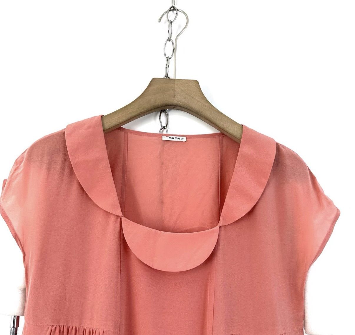 Miu Miu Miu Miu Lotus Pink Petal Collar Silk Dress K12 Size XS / US 0-2 / IT 36-38 - 3 Thumbnail