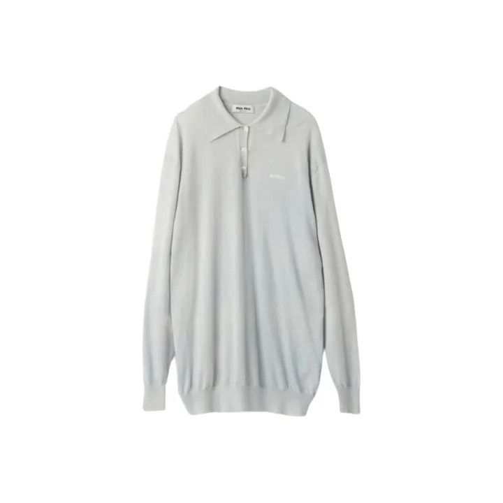 Miu Miu Miu Miu Floral Logo Long Sleeve Polo Shirt 0079 Size L / US 10 / IT 46 - 1 Thumbnail