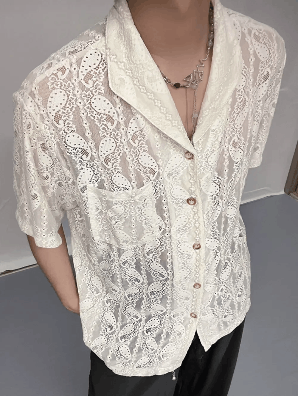 Japanese Brand × Vintage Retro design paisley lace cuban collar shirt Size US M / EU 48-50 / 2 - 4 Thumbnail