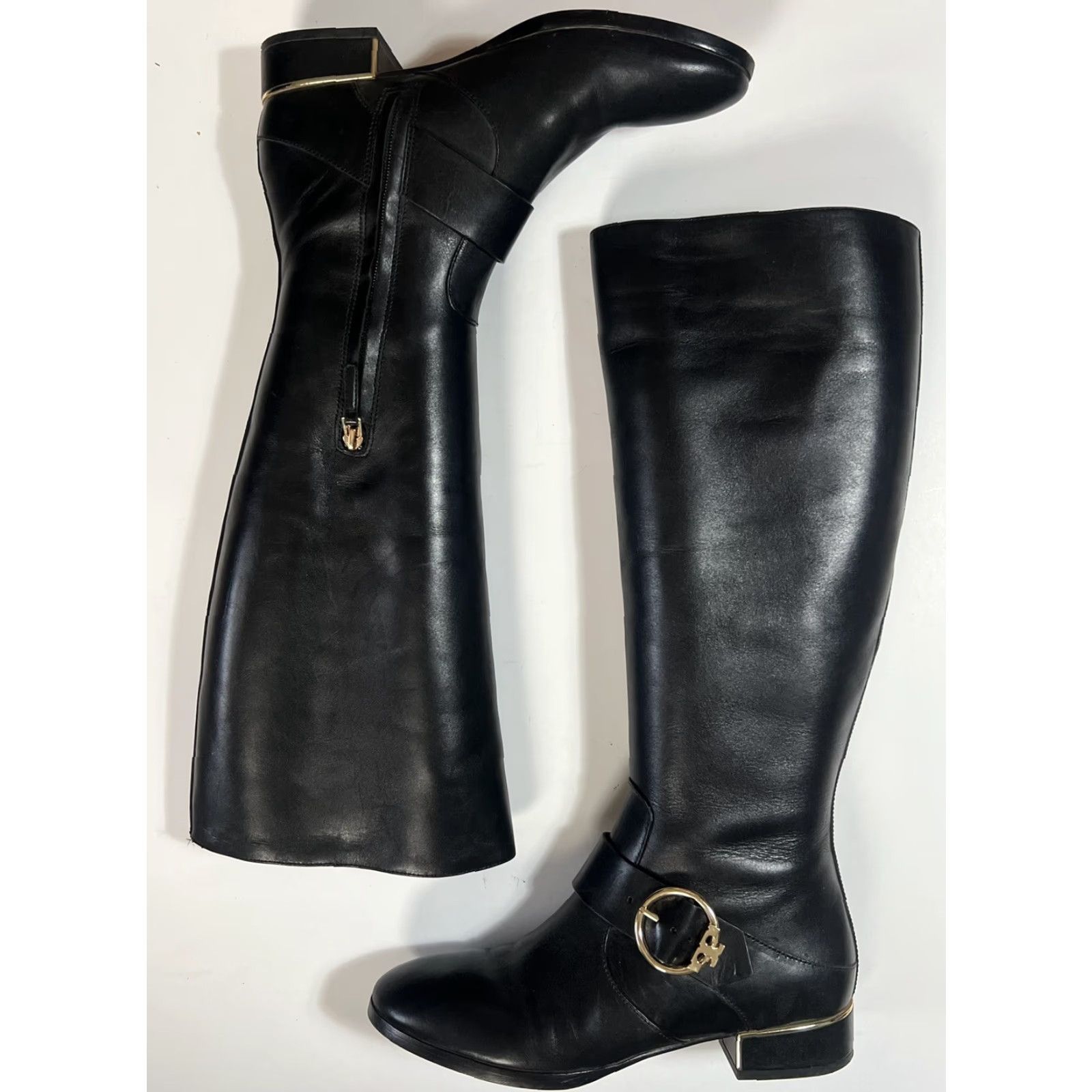 Tory Burch Tory Burch Sofia Knee High Riding Boots 9 Black Leather Zip Buckle Logo Womens Boots Size US 9 / IT 39 - 5 Thumbnail