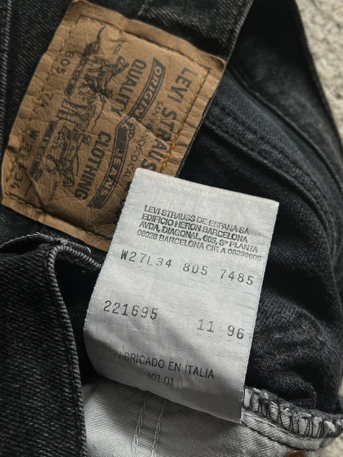 Levi's Levi’s 805 Vintage 1996 Sz W 27 Black Jeans Made in Italy Size 27" / US 4 / IT 40 - 6 Thumbnail