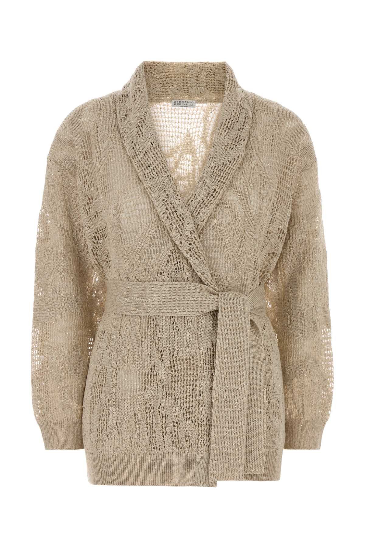 Brunello Cucinelli Beige Crochet Cardigan Size S / US 4 / IT 40 - 1 Thumbnail
