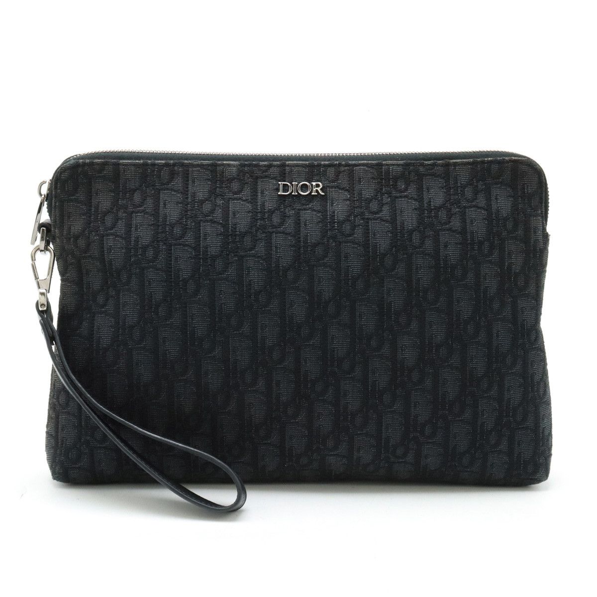 Dior Dior Oblique Jacquard Leather Clutch Bag 2OBCA251YSE_H03E Canvas Clutch Bag 2OBCA251YSE_H03E in Very Good Condition