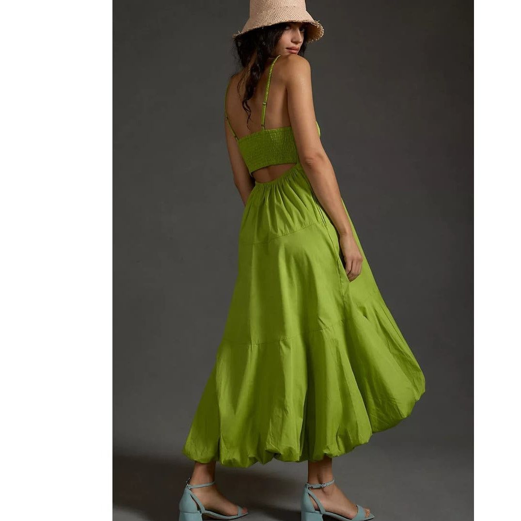 Anthropologie New By Anthropologie V-Neck Tiered Bubble-Hem Dress $170 L Size L / US 10 / IT 46 - 4 Thumbnail