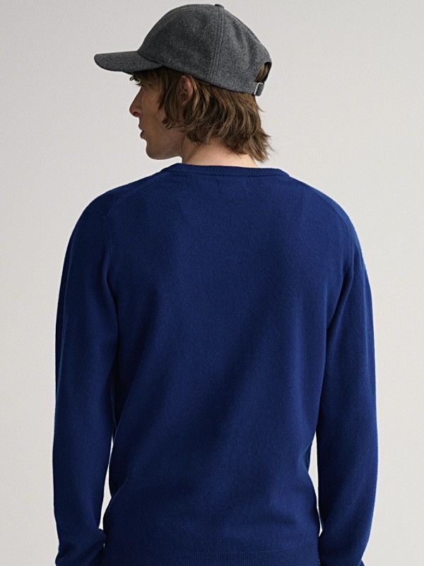 Gant Gant Mens Blue Super Fine Lambswool V-Neck Knit Sweater Size US L / EU 52-54 / 3 - 2 Thumbnail