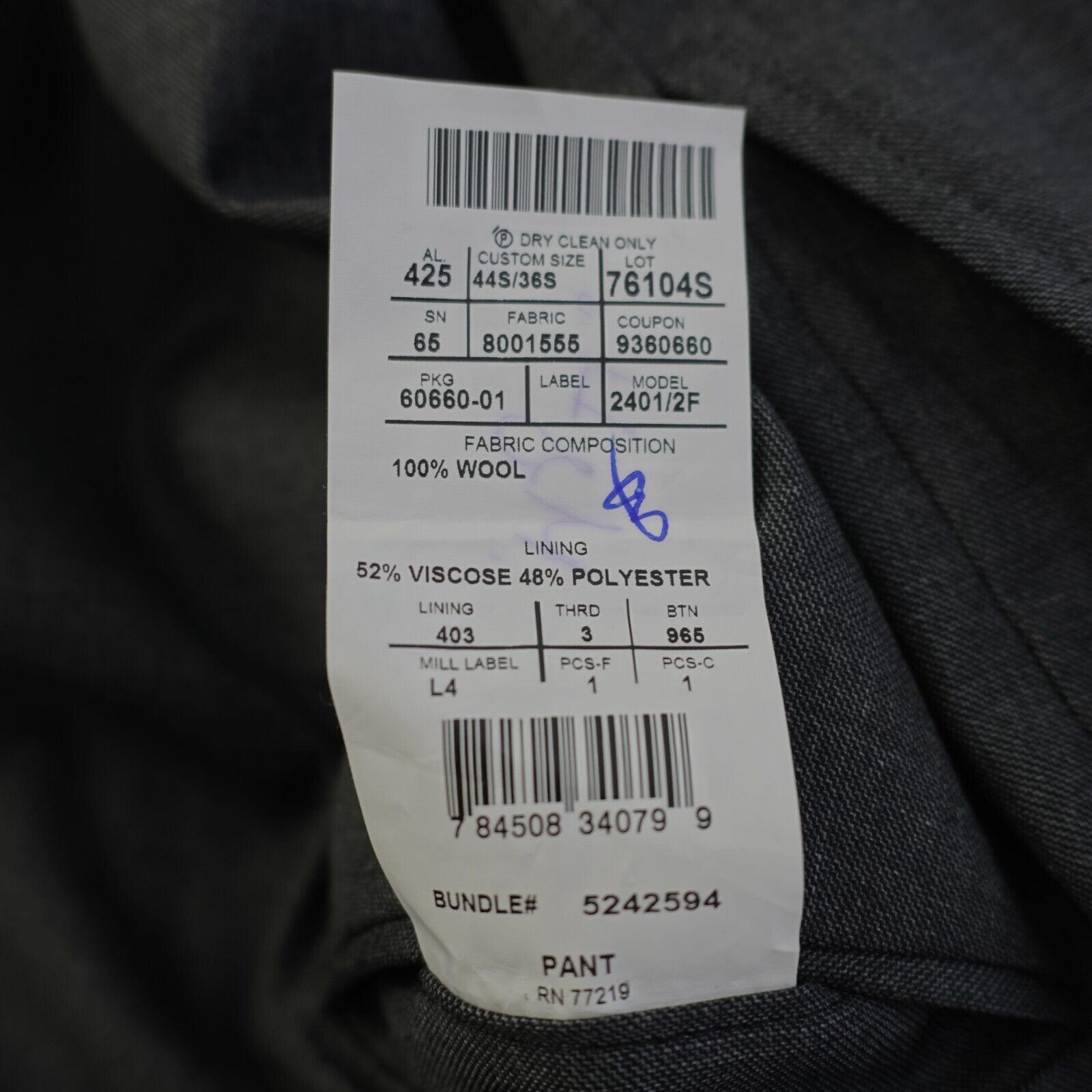Joseph Abboud Joseph Abboud Gray Wool Flat Front Mid Rise Dress Pants 36/2 Size 36R - 6 Thumbnail
