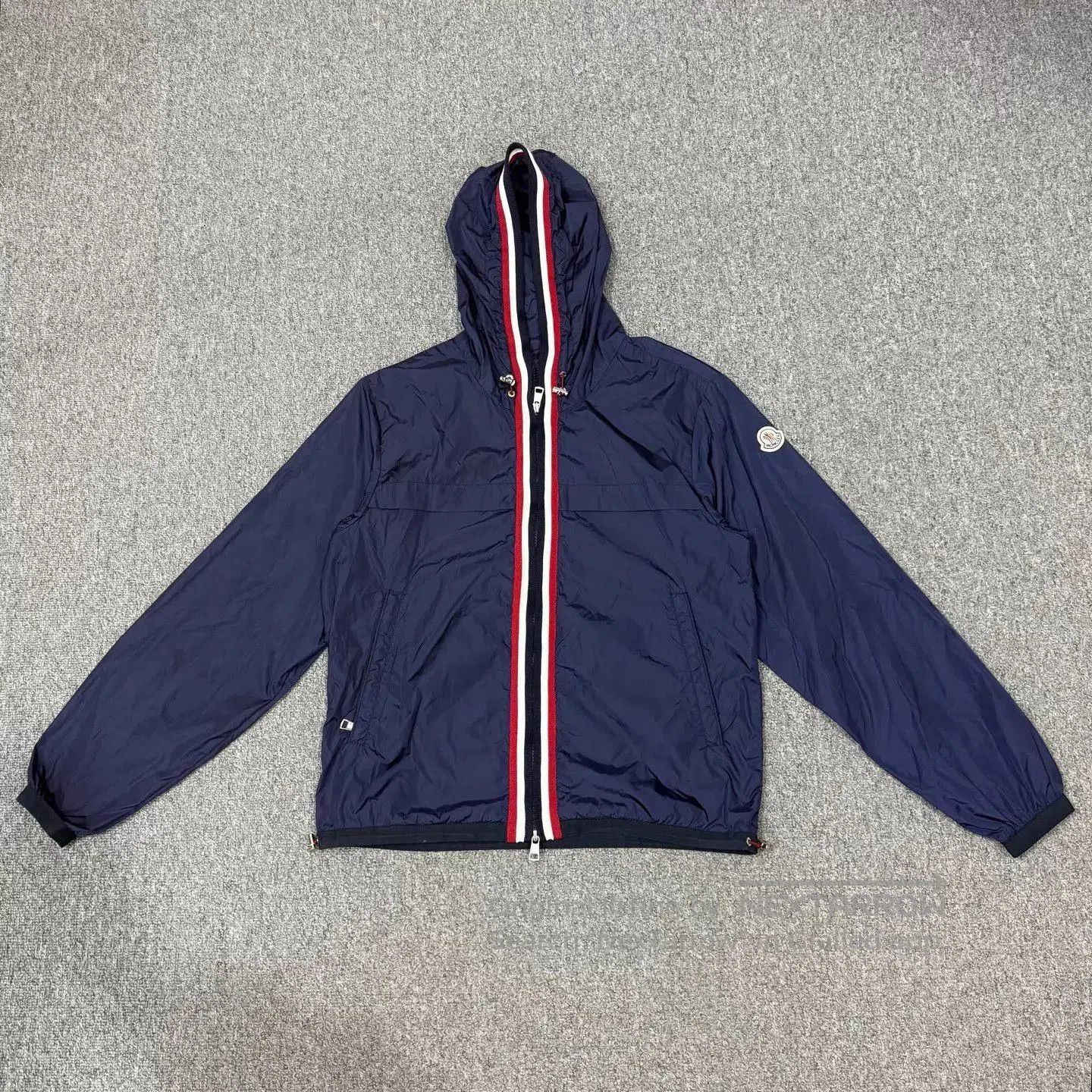 Moncler Blue Hooded Light Jacket with Striped Zipper. Size US S / EU 44-46 / 1 - 1 Thumbnail