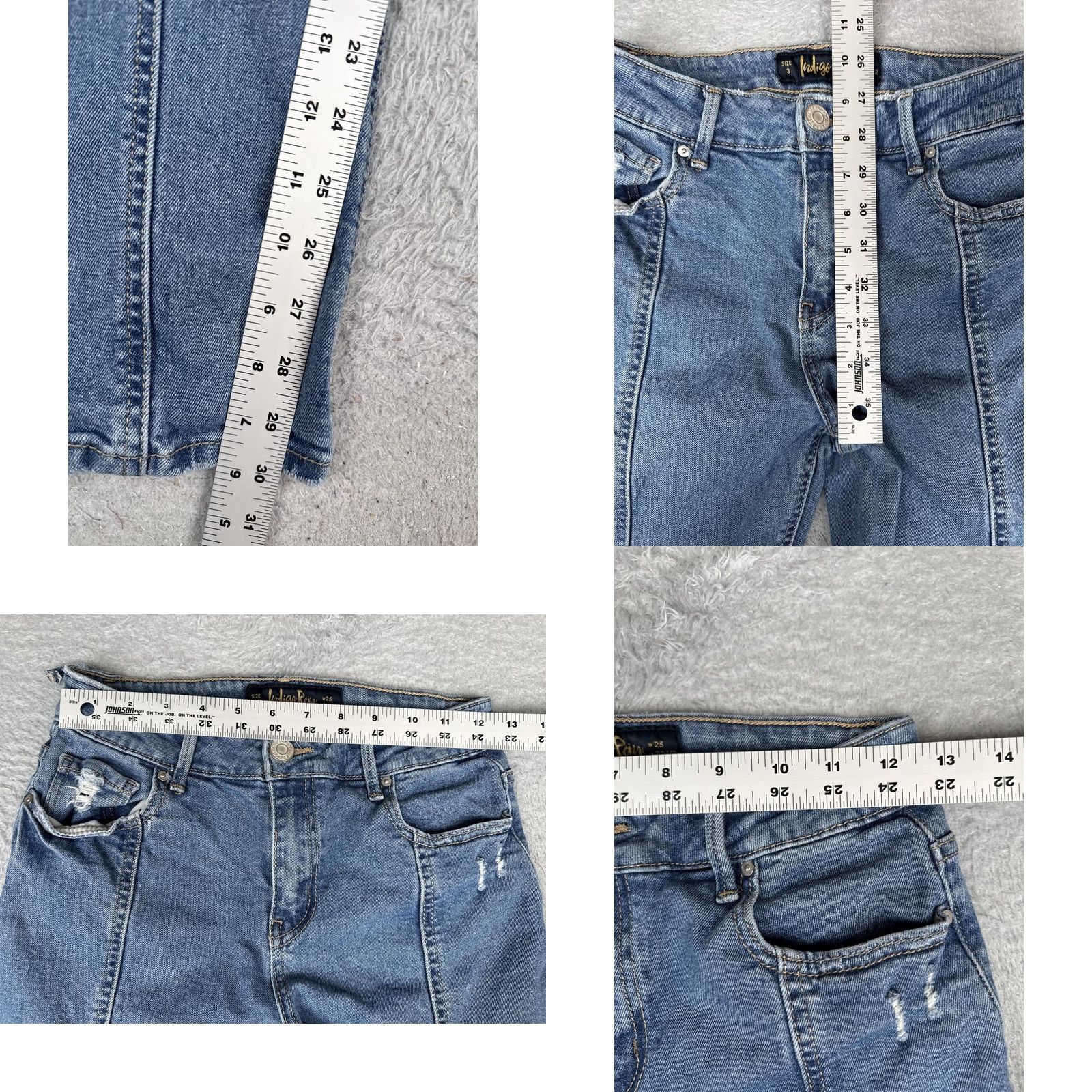 Vintage Indigo Rein Jeans Straight 3 Juniors Blue Medium Wash Distressed 25x32.5 Mid Rise White? Size 26" / US 2 / IT 38 - 8 Thumbnail